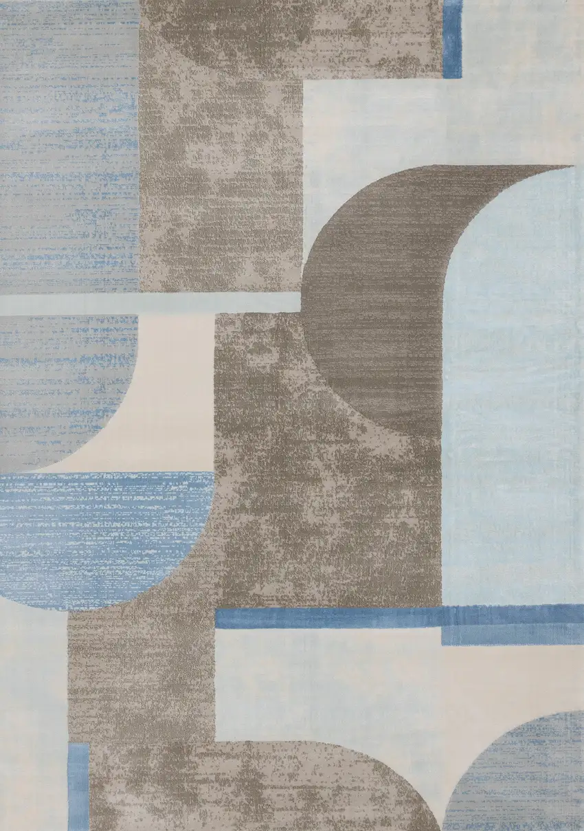 Blue Gray And Brown Geometric Area Rug Photo 5