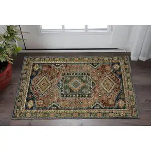 Photo of Blue Gray And Brown Tribal Area Rug