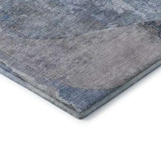Blue Gray And Charcoal Abstract Washable Area Rug With UV Protection Photo 6