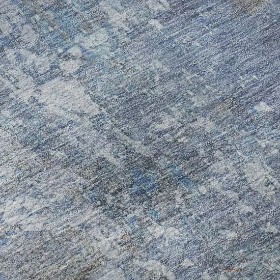 Blue Gray And Charcoal Abstract Washable Area Rug With UV Protection Photo 8
