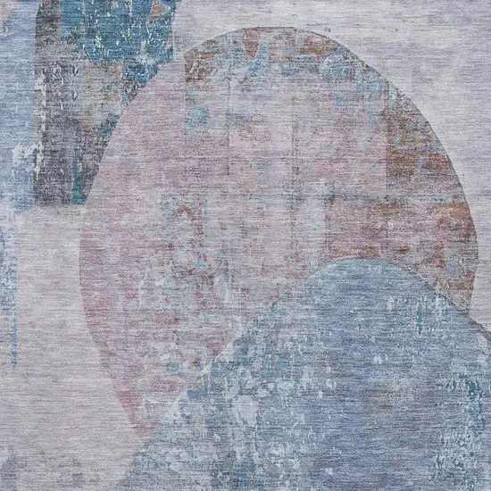 Blue Gray And Charcoal Abstract Washable Area Rug With UV Protection Photo 2