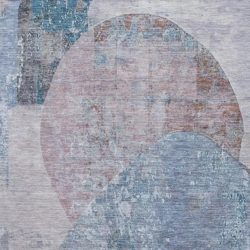 Blue Gray And Charcoal Abstract Washable Area Rug With UV Protection Photo 2