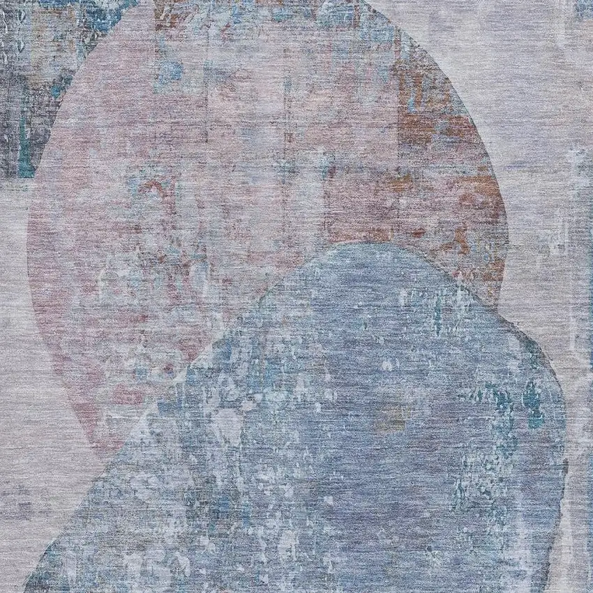 Blue Gray And Charcoal Abstract Washable Area Rug With UV Protection Photo 2