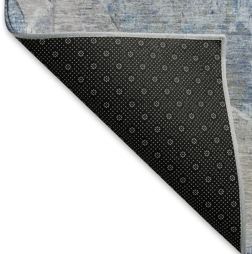 Blue Gray And Charcoal Abstract Washable Area Rug With UV Protection Photo 6