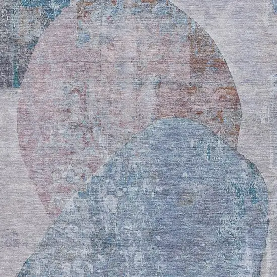 Blue Gray And Charcoal Abstract Washable Area Rug With UV Protection Photo 3