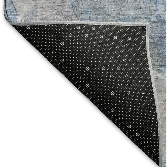 Blue Gray And Charcoal Abstract Washable Area Rug With UV Protection Photo 6