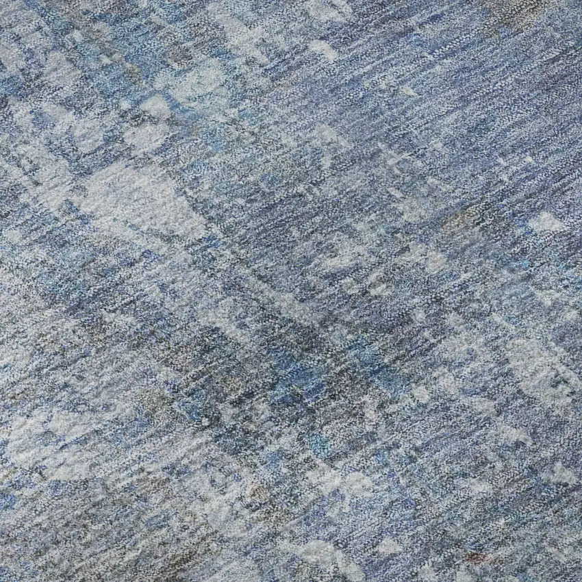 Blue Gray And Charcoal Abstract Washable Area Rug With UV Protection Photo 8