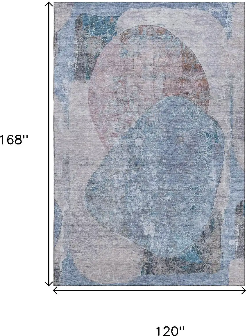 Blue Gray And Charcoal Abstract Washable Area Rug With UV Protection Photo 9