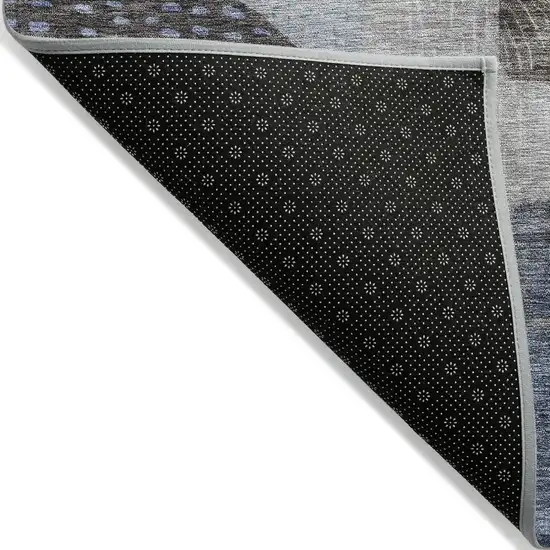 Blue Gray And Charcoal Geometric Washable Indoor Outdoor Area Rug Photo 3