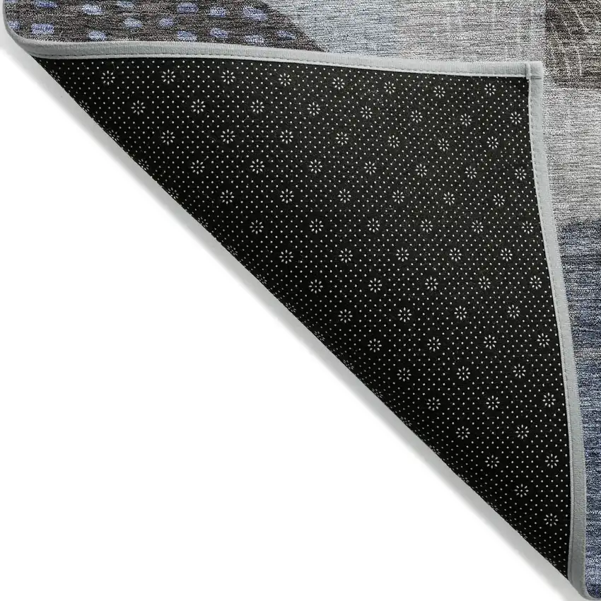Blue Gray And Charcoal Geometric Washable Indoor Outdoor Area Rug Photo 3