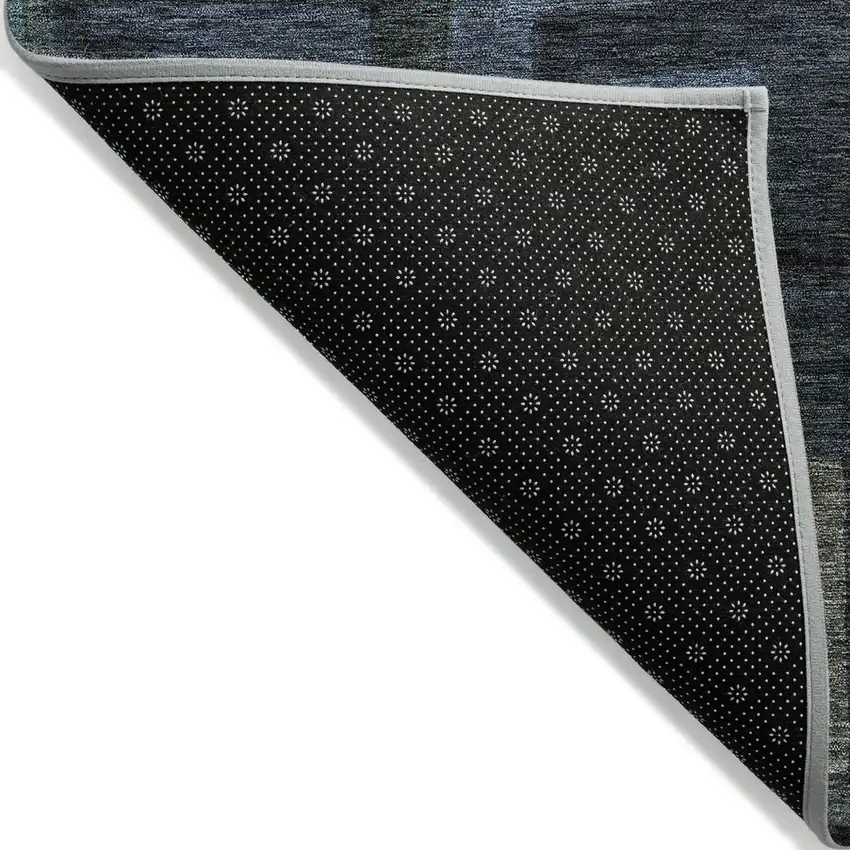 Blue Gray And Charcoal Geometric Washable Indoor Outdoor Area Rug Photo 3