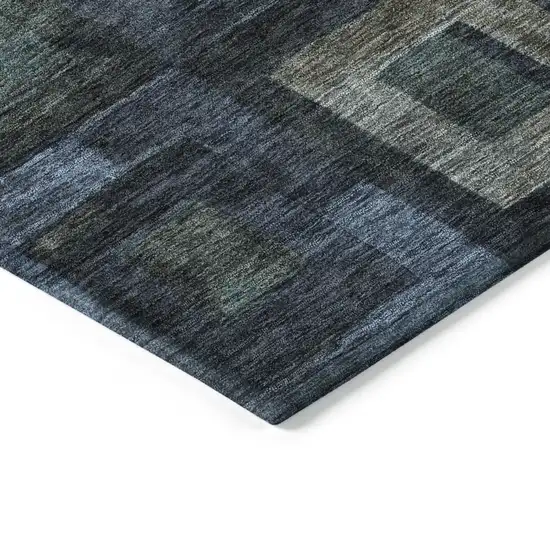 Blue Gray And Charcoal Geometric Washable Indoor Outdoor Area Rug Photo 4