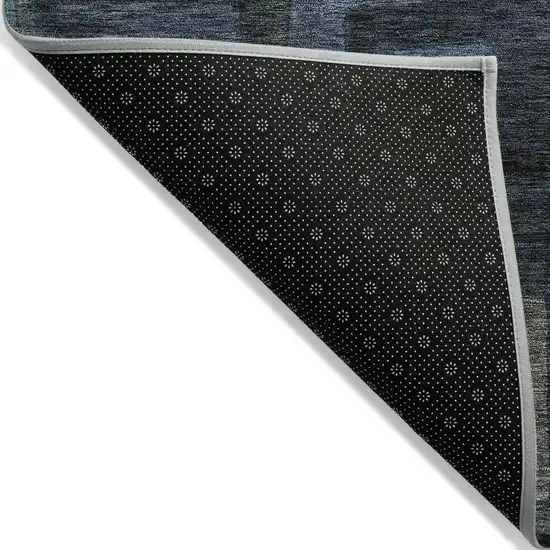 Blue Gray And Charcoal Geometric Washable Indoor Outdoor Area Rug Photo 3