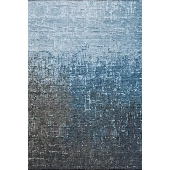 Blue Gray And Charcoal Ombre Washable Area Rug With UV Protection Photo 1