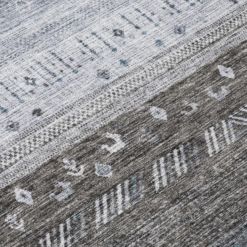Blue Gray And Charcoal Southwestern Washable Indoor Outdoor Area Rug Photo 8