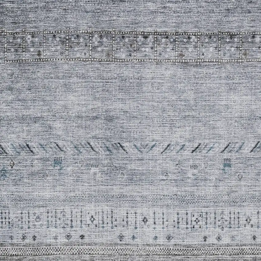 Blue Gray And Charcoal Southwestern Washable Indoor Outdoor Area Rug Photo 5