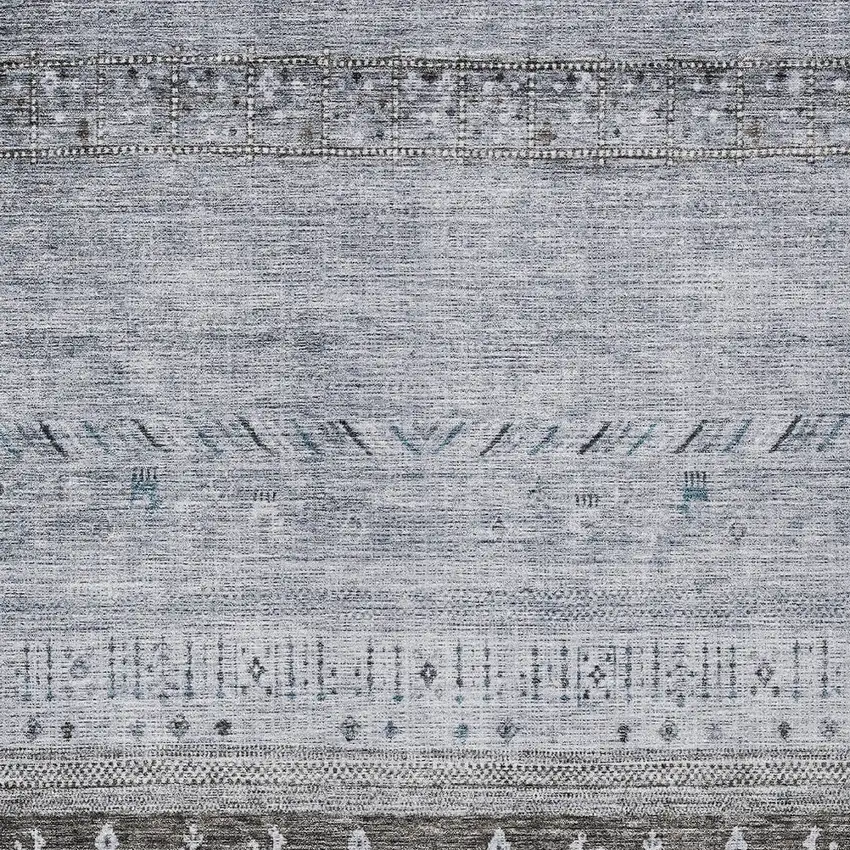 Blue Gray And Charcoal Southwestern Washable Indoor Outdoor Area Rug Photo 5