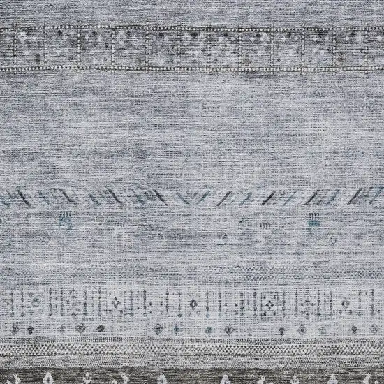 Blue Gray And Charcoal Southwestern Washable Indoor Outdoor Area Rug Photo 5