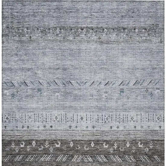 Blue Gray And Charcoal Southwestern Washable Indoor Outdoor Area Rug Photo 6