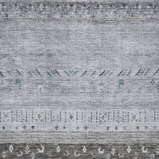 Blue Gray And Charcoal Southwestern Washable Indoor Outdoor Area Rug Photo 5