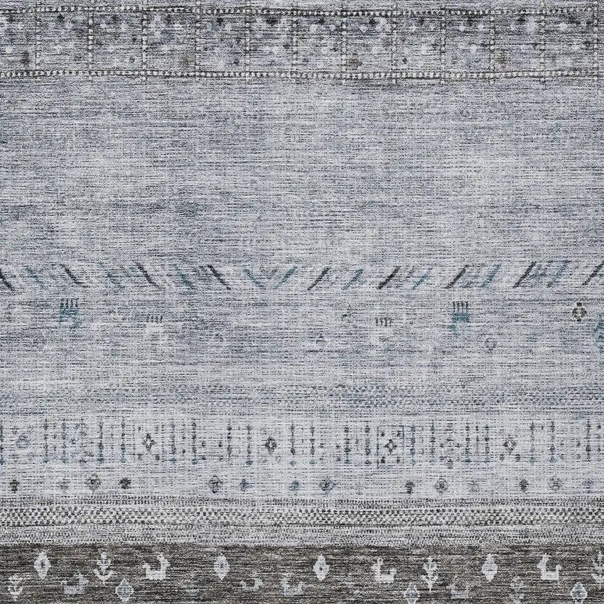 Blue Gray And Charcoal Southwestern Washable Indoor Outdoor Area Rug Photo 5