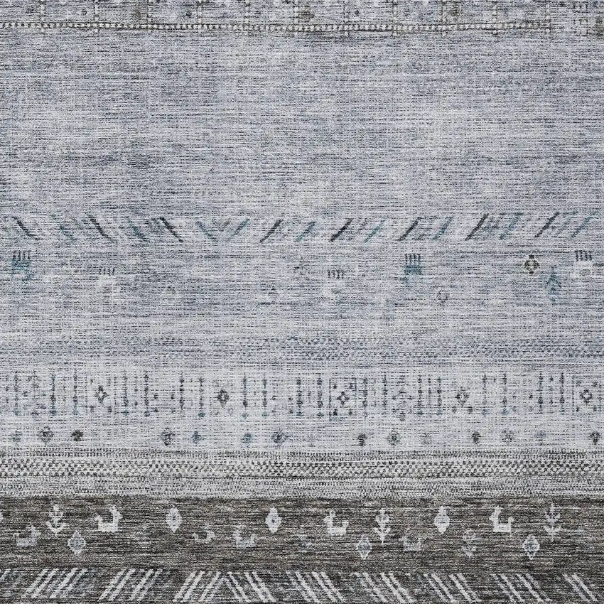 Blue Gray And Charcoal Southwestern Washable Indoor Outdoor Area Rug Photo 5