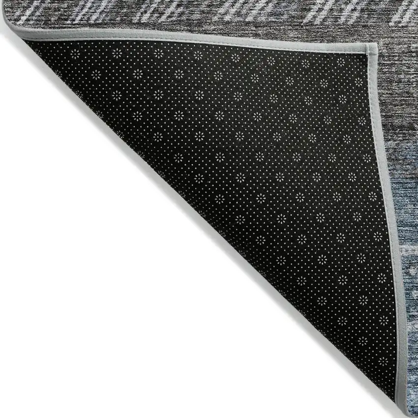 Blue Gray And Charcoal Southwestern Washable Indoor Outdoor Area Rug Photo 3