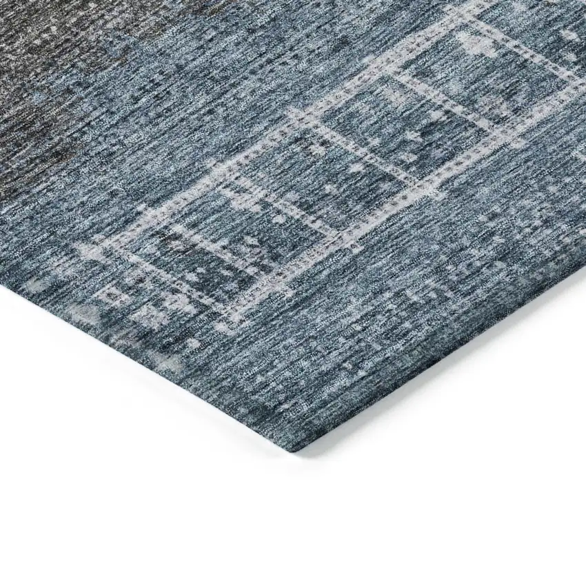 Blue Gray And Charcoal Southwestern Washable Indoor Outdoor Area Rug Photo 4