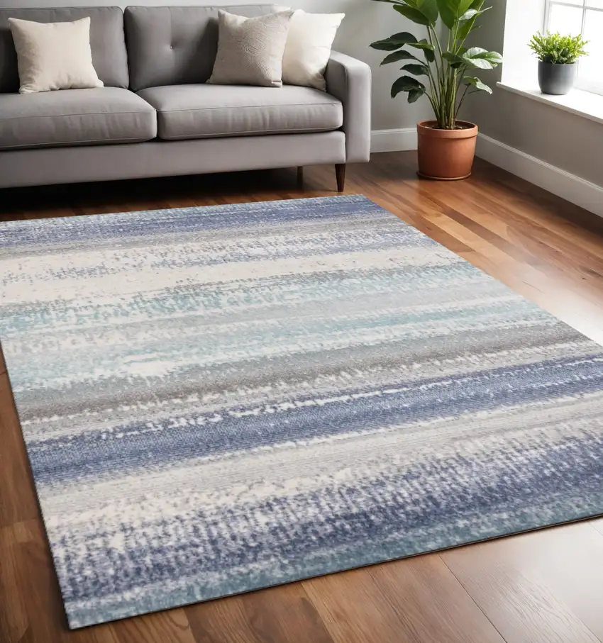 Blue Gray And Cream Abstract Area Rug Photo 1