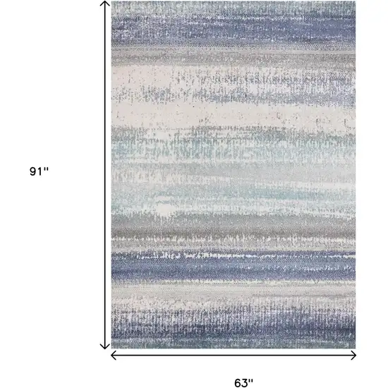 Blue Gray And Cream Abstract Area Rug Photo 3