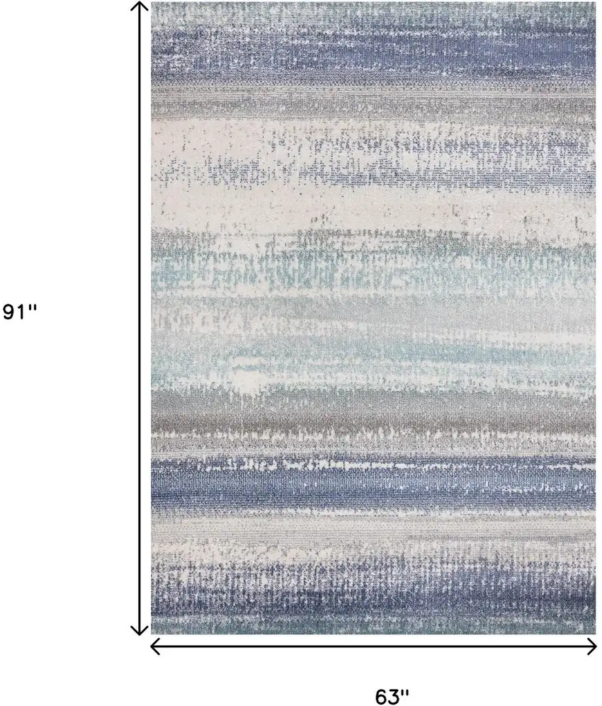 Blue Gray And Cream Abstract Area Rug Photo 3