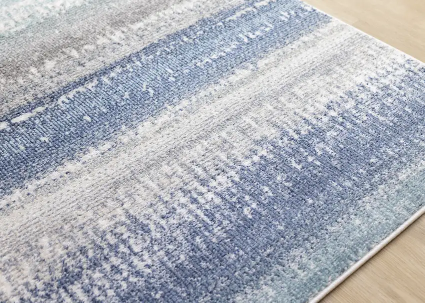 Blue Gray And Cream Abstract Area Rug Photo 7