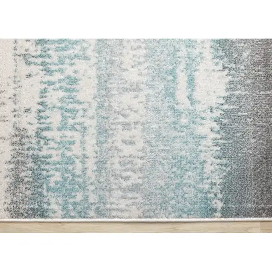 Blue Gray And Cream Abstract Area Rug Photo 9