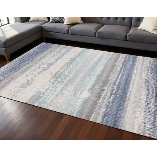 Blue Gray And Cream Abstract Area Rug Photo 1