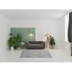 Photo of Blue Gray And Cream Floral Non Skid Area Rug With Fringe