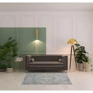 Photo of Blue Gray And Cream Floral Non Skid Area Rug With Fringe