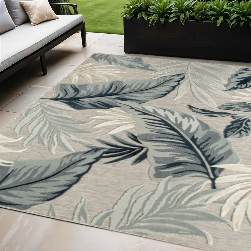 Blue And Gray Indoor Outdoor Area Rug Photo 2