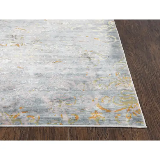 Blue Gray And Cream Oriental Area Rug Photo 3
