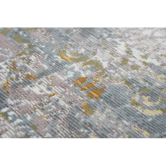 Blue Gray And Cream Oriental Area Rug Photo 4