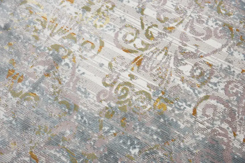 Blue Gray And Cream Oriental Area Rug Photo 5