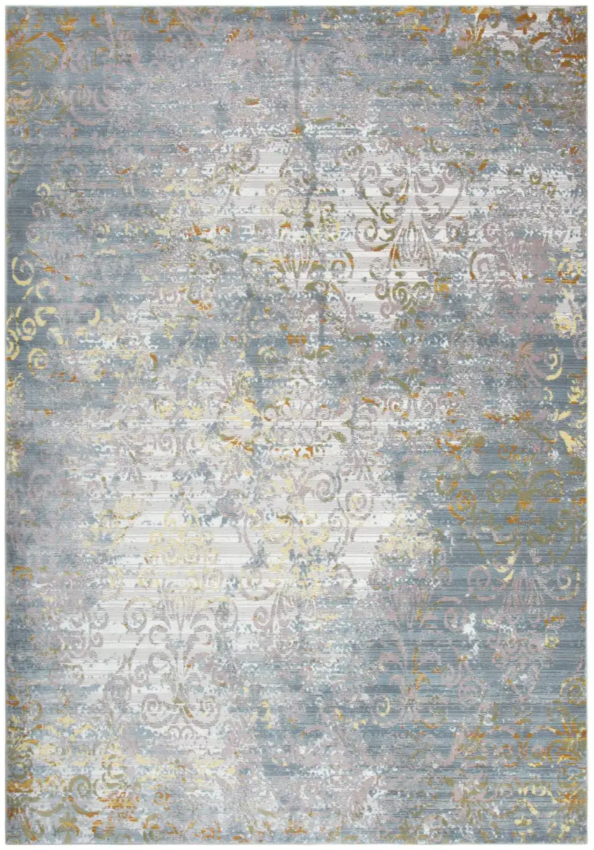 Blue Gray And Cream Oriental Area Rug Photo 2
