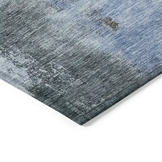 Blue Gray And Dark Brown Abstract Washable Indoor Outdoor Area Rug Photo 4