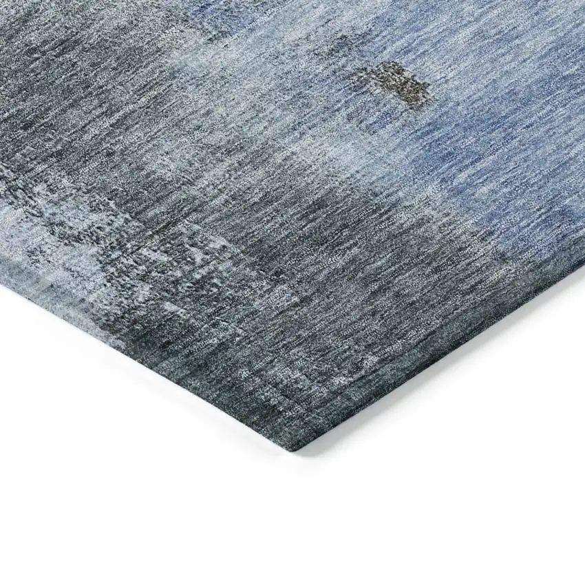 Blue Gray And Dark Brown Abstract Washable Indoor Outdoor Area Rug Photo 4