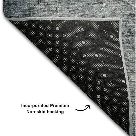 Blue Gray And Gold Abstract Washable Area Rug With UV Protection Photo 5