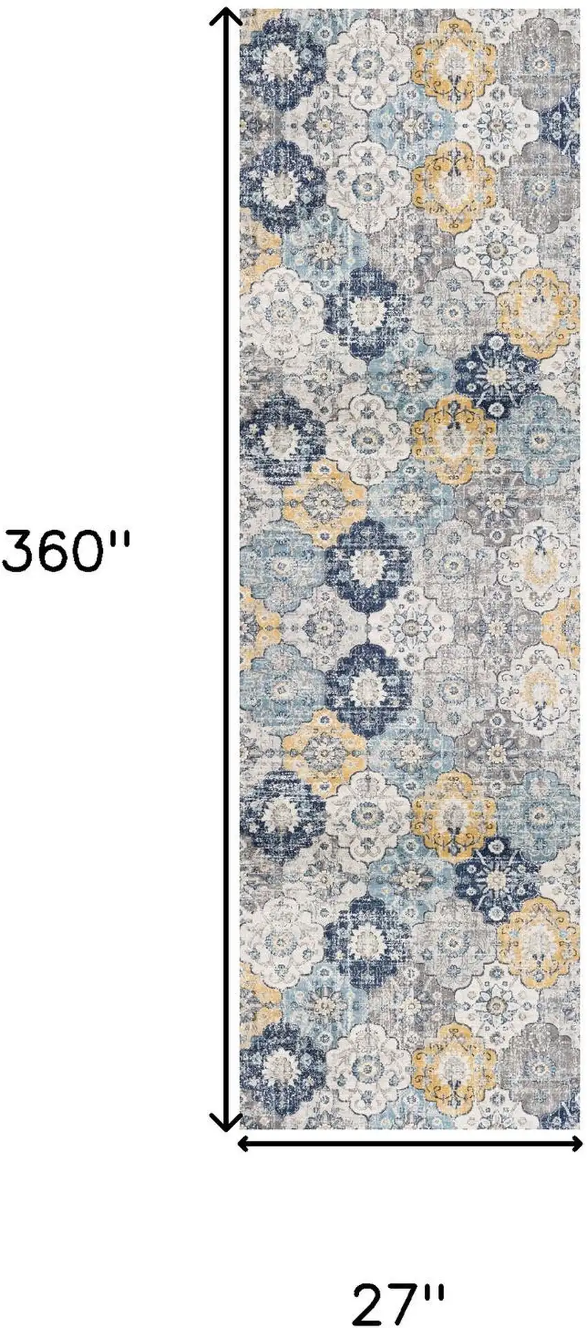Blue Gray And Gold Floral Medallion Area Rug Photo 6