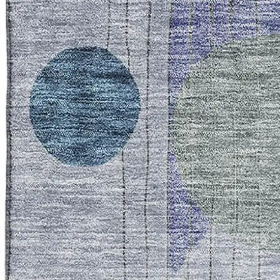 Blue Gray And Green Abstract Geometric Washable Area Rug With UV Protection Photo 2