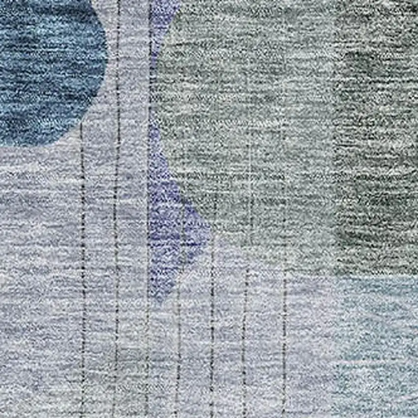 Blue Gray And Green Abstract Geometric Washable Area Rug With UV Protection Photo 2