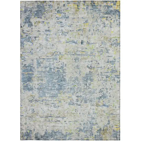 Blue Gray And Green Abstract Washable Indoor Outdoor Area Rug Photo 6