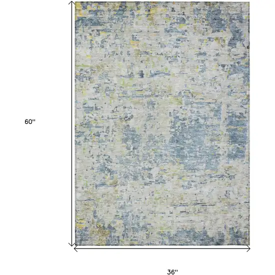 Blue Gray And Green Abstract Washable Indoor Outdoor Area Rug Photo 7