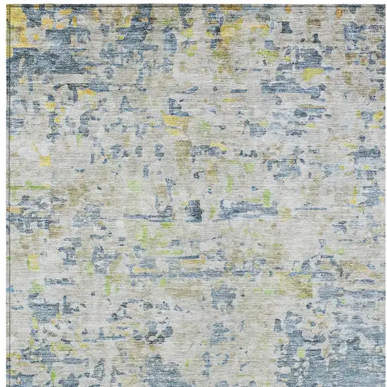 Blue Gray And Green Abstract Washable Indoor Outdoor Area Rug Photo 6